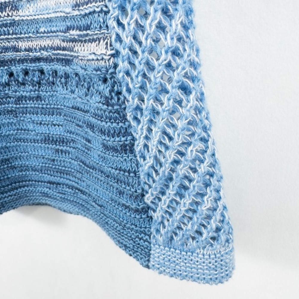 Cotton Country 3/4 Sleeve Crochet Knit Sweater Womens‎ Medium Blue Coastal Boho - Picture 7 of 15